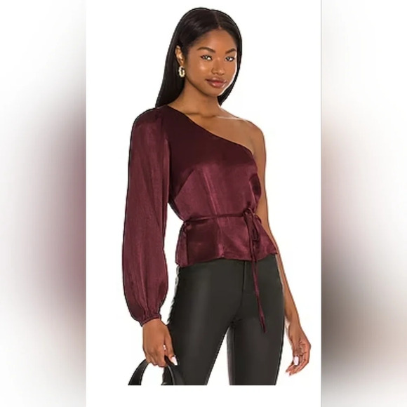 Nador One Shoulder Top in Wine MINKPINK - Picture 1 of 13